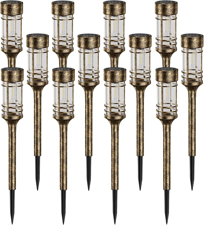 LETMY 12 Pack Brown Solar Pathway Lights Outdoor, Bright Solar Lights Outdoor - Image 9