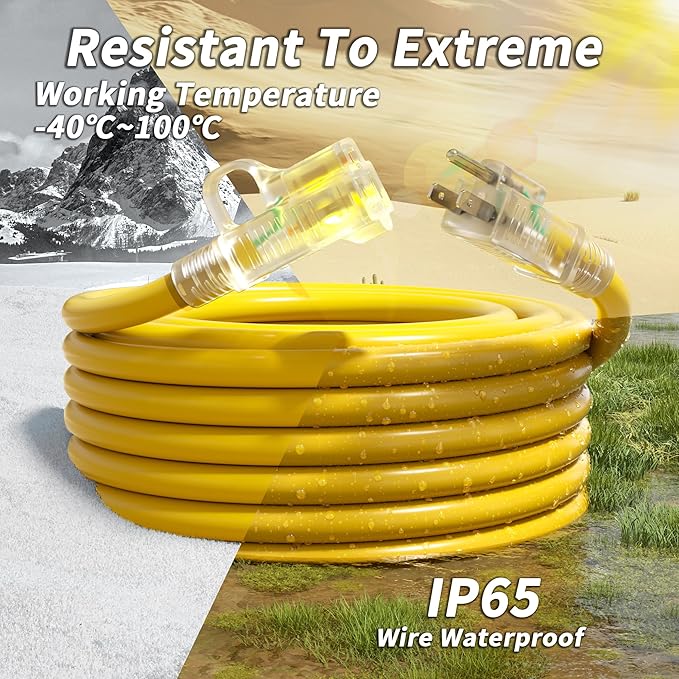 PlugSaf 200 ft 14/3 Gauge Yellow Extension Cord Outdoor - Image 7