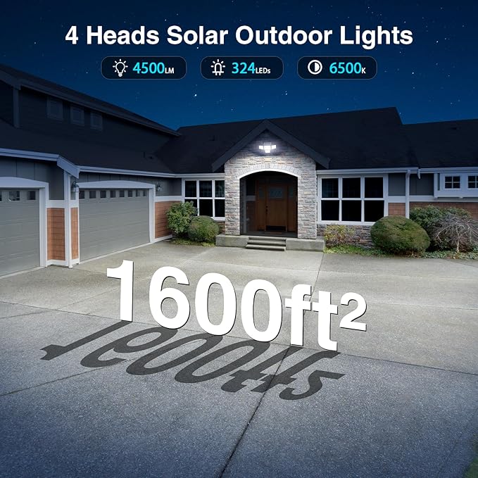 4500LM Solar Lights Outdoor Waterproof, 254 LED Solar Flood Lights Outdoor - Image 4