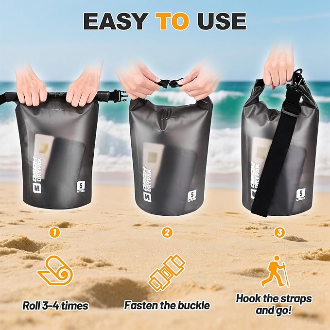 Waterproof Dry Bag, 5L/10L/20L/30L/40L Roll Top Lightweight Storage Backpack - Image 4