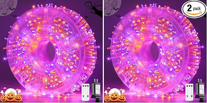 JMEXSUSS 400LED Orange and Purple Halloween Lights Indoor Outdoor Waterproof by JMEXSUSS