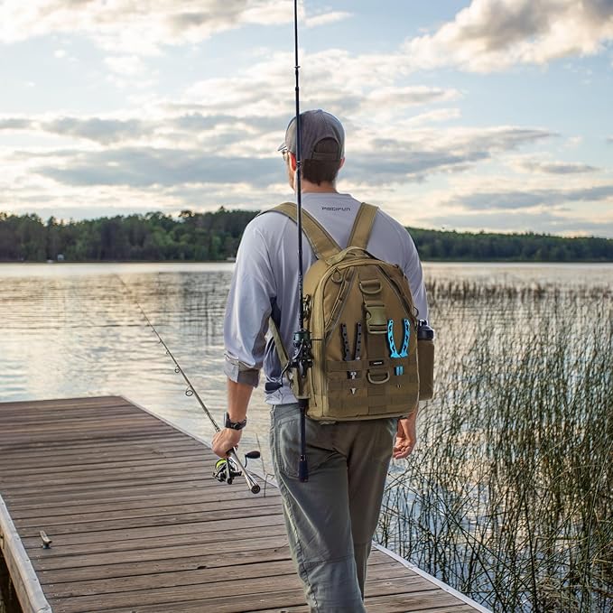 Piscifun Fishing Backpack with Rod Holder, Lightweight Sling Bag Storge Gear - Image 3