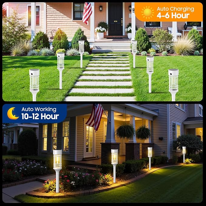 LETMY Solar Pathway Lights Outdoor, 8 Pack Solar Lights Outdoor Waterproof IP65 - Image 3