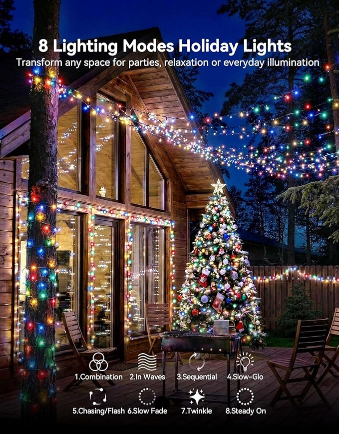 LitHome 164FT 500 LED String Lights Outdoor Indoor, 8 Modes Waterproof - Image 2