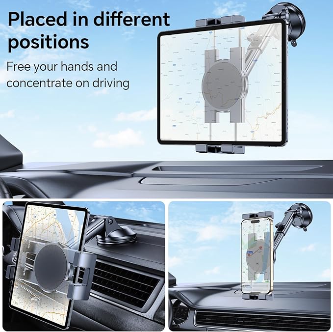 Tablet Holder for Car ipad Holder for Car【Windshield+Dash】Suction Cup ipad - Image 3
