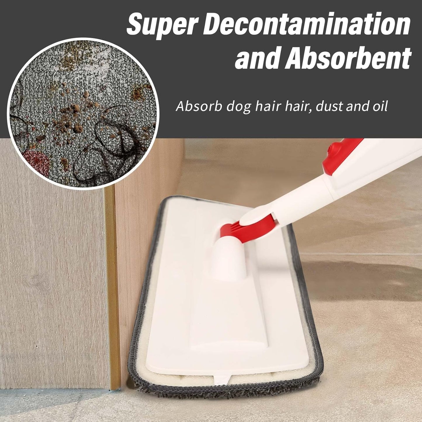 16.5 inch Mop Pads Refills, 3 Pack Microfiber Reusable Replacement Mop Pads Flat Replacements Heads for Wet Or Dry Floor Cleaning and Scrubbing, Grey Cloth