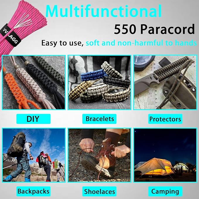 VVAAGG Reflective Paracord Rope 100FT, 7 Strand Nylon para Cord Lanyard Utility - Image 7