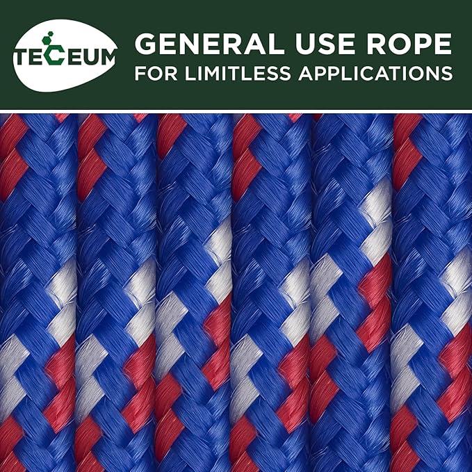 TECEUM Rope – 90 Feet x 1/4 Inch – Patriot Mix – Strong All-Purpose Utility - Image 9