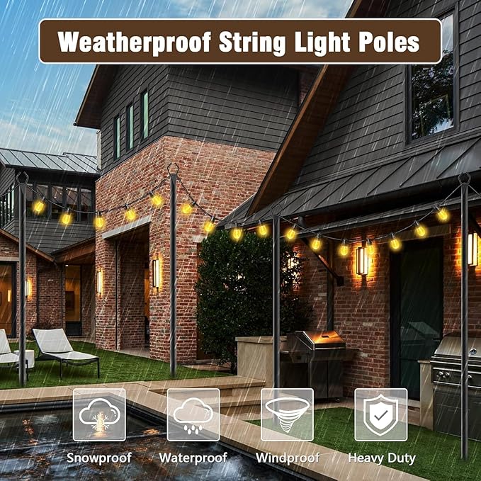 AILBTON 10Ft String Light Poles 8 Pack, Light Poles - Image 5