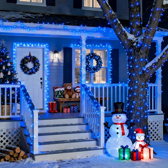 JMEXSUSS Blue Christmas String Lights Indoor Outdoor, 66ft 200 LED Blue String - Image 9