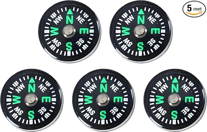 5 Pack Mini Pocket Compass 25mm – Survival Button Compass by Unknown