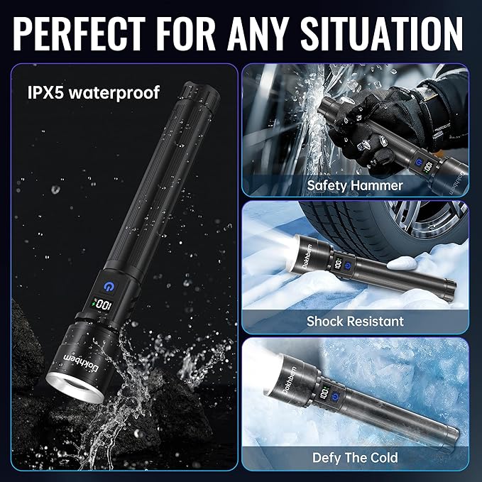 Rechargeable Flashlights 2 Pack, Super Bright LED Long Handle Flashlight - Image 9