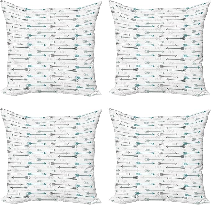 Ambesonne Teal Throw Pillow Cushion Case Pack of 4, Retro Arrow Pattern in by Ambesonne