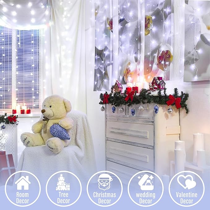 JMEXSUSS 66ft 200 LED White Christmas Lights Indoor Outdoor, Connectable String - Image 8