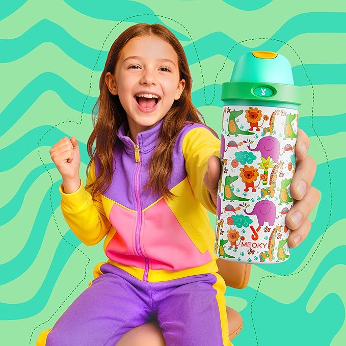 18 oz Kids Water Bottle for School: Meoky 18 oz Stainless Steel Insulated Water - Image 2