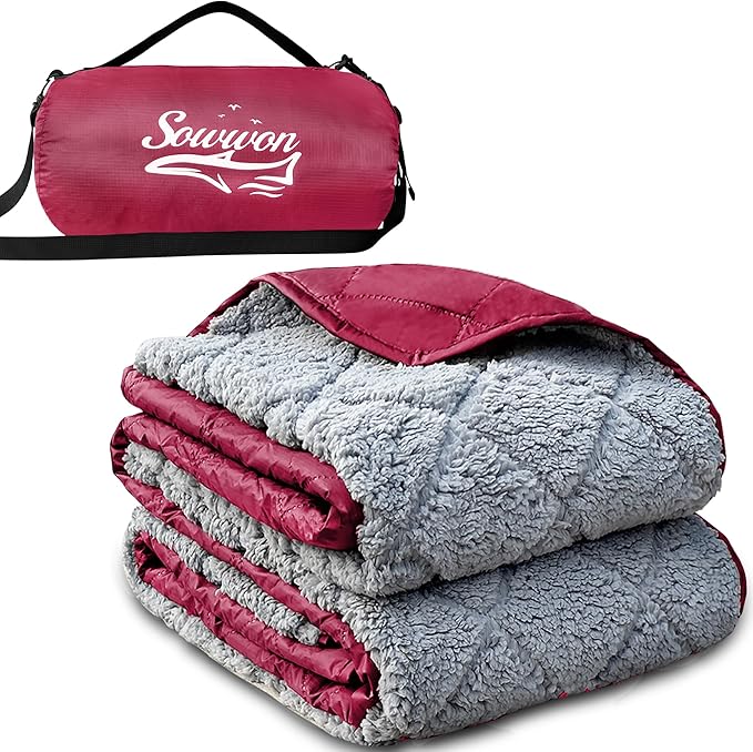 Waterproof Outdoor Blanket 82”X 55” Packable, Stadium Blankets by sowwon