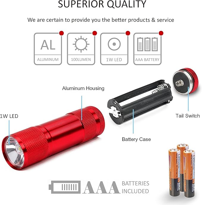FASTPRO 20-Pack 100 Lumen Super Bright Aluminum LED Flashlights Set, - Image 4