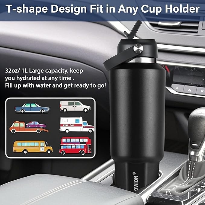 HYDROWION 40 oz Insulated Water Bottle, Car Water Bottle Holder - Image 2