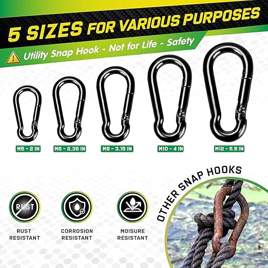 PAMAZY 6Pcs 3.15In Spring Snap Hooks 460LBS Capacity, Utility Hook Clip - Image 6