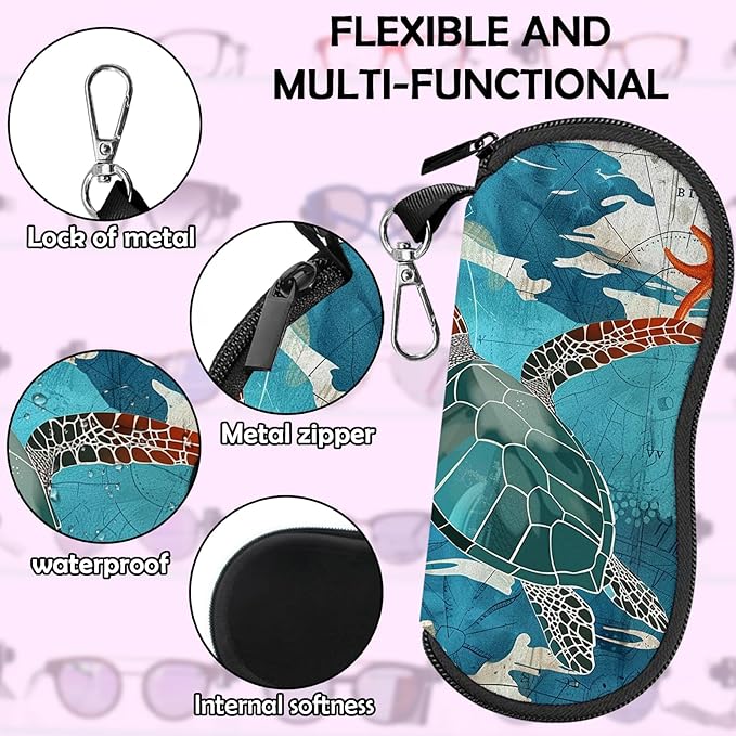 Glasses Case Sunglasses Eyeglass Soft Case Zipper Light Neoprene Pouch - Image 4