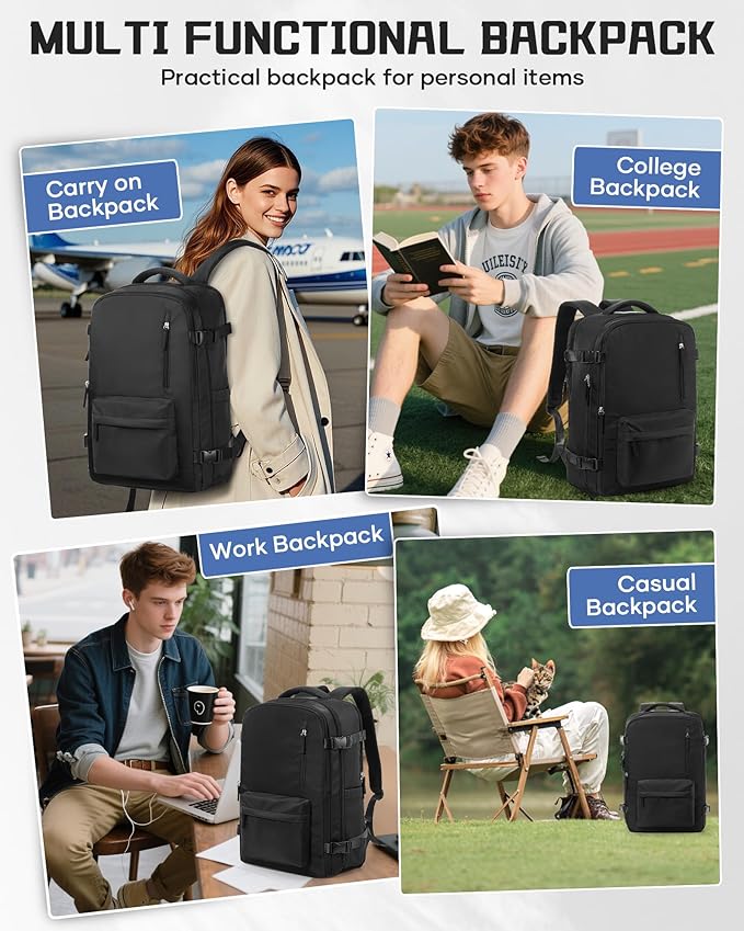 WONHOX Large Travel Backpack Carry on Flight Approved Laptop Work Business - Image 8