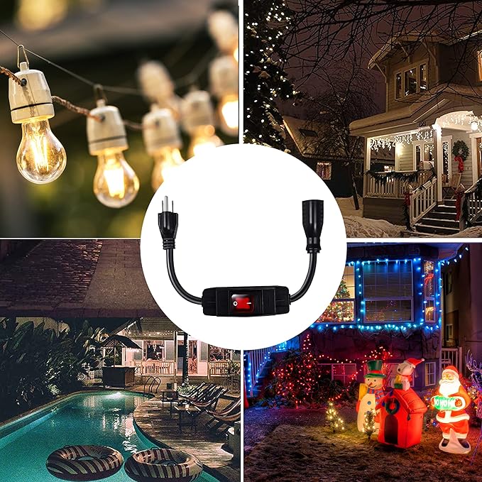 Outdoor Waterproof On/Off Switch Extension Cord, Heavy Duty 125v/250v Black - Image 5