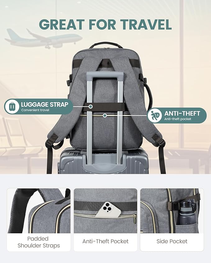 LOVEVOOK Travel Backpack for Women & Men 40L, Airline Approved Carry On - Image 6
