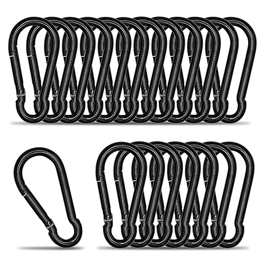 Carabiner Clip Hook, 3.54 inch 20 pcs Black Heavy Duty Spring Snap Hook Key by KINLINK