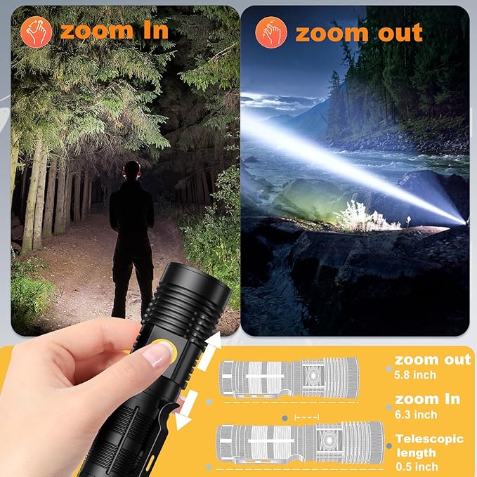 Hoxida Rechargeable Tactical Flashlights High Lumens - Image 5