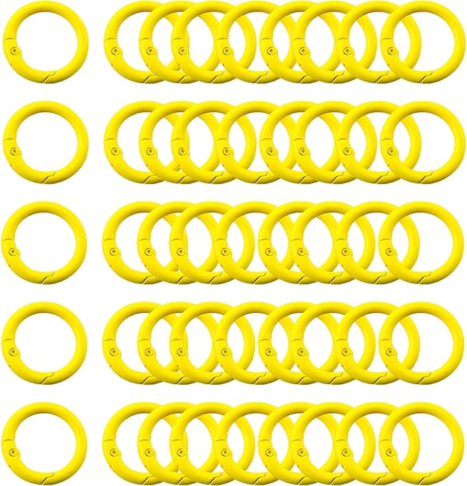 Carabiner Clip 48Pcs Yellow Metal Key Ring Clip Circle Keychain Rings Bulk by KJMLDIY