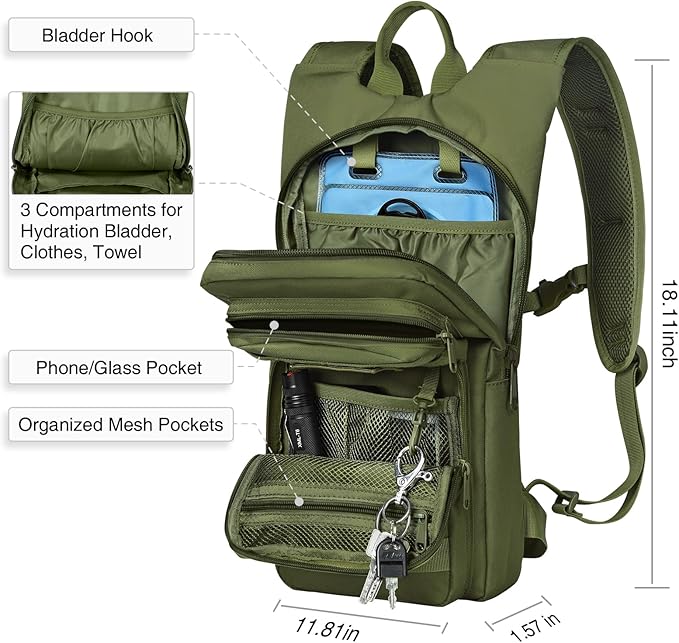 NOOLA Hydration Backpack with 3L TPU Water Bladder, Tactical Molle Water - Image 5