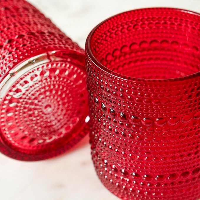 Kate Aspen Retro Arch Floral Red Drinking Glasses Set of 6, 10 oz Vintage - Image 10