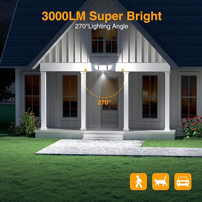 Onforu Solar Lights Outdoor, 3 Heads Security Lights - Image 2