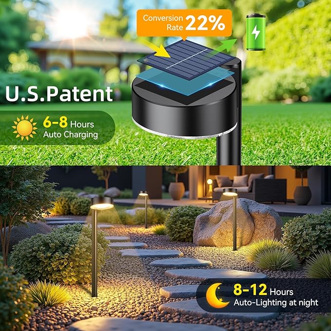 Ahaorigin 8 Pack Solar Pathway Lights Outdoor, 12 Brighter LED Solar Lights - Image 2