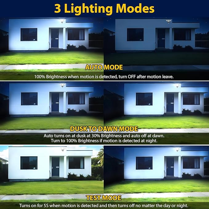 90W 10000LM LED Security Lights Motion Sensor Outdoor Lights, 4 Head Dusk to - Image 4