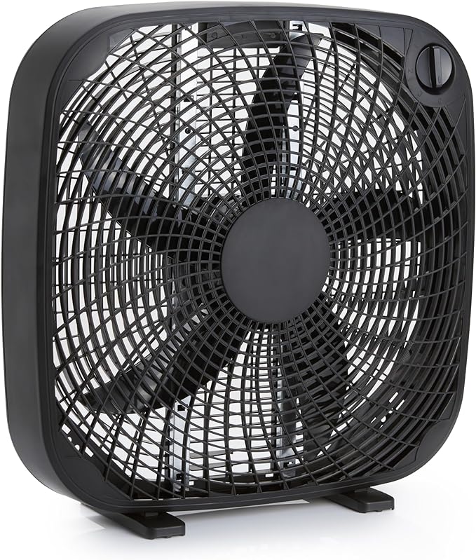 Amazon Basics 3-Speed Box Fan for Bedroom, Portable by AmazonBasics