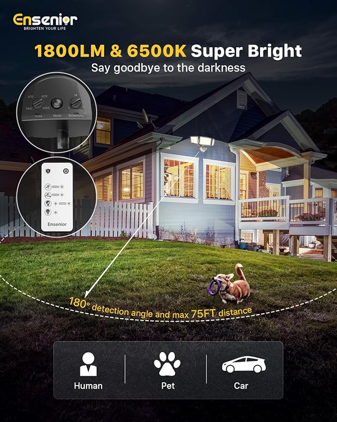 Ensenior 5 Motion Sensor Modes Solar Security Light, 1800LM 270° Wide Angle 3 - Image 5