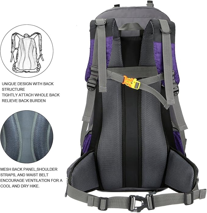Bseash 60L Waterproof Hiking Camping Backpack - Image 6