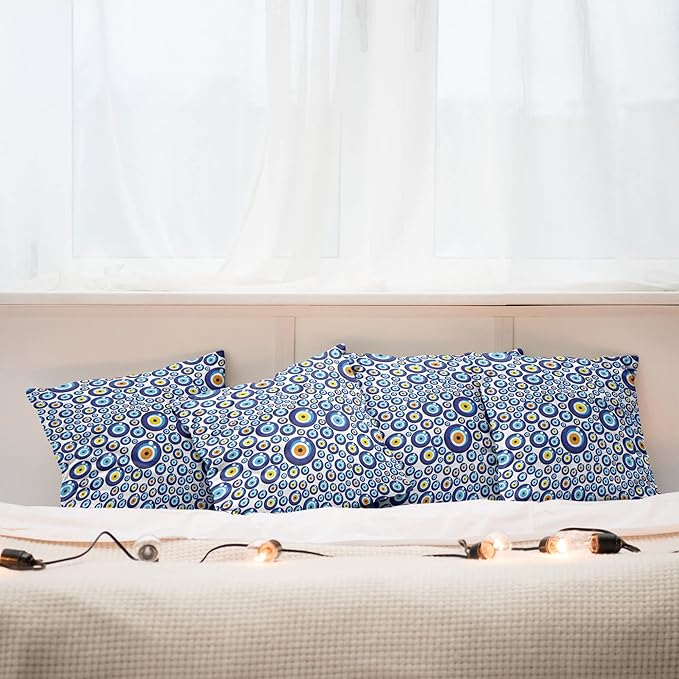 Ambesonne Evil Eye Throw Pillow Cushion Case Pack of 4, Traditional Turkish - Image 6