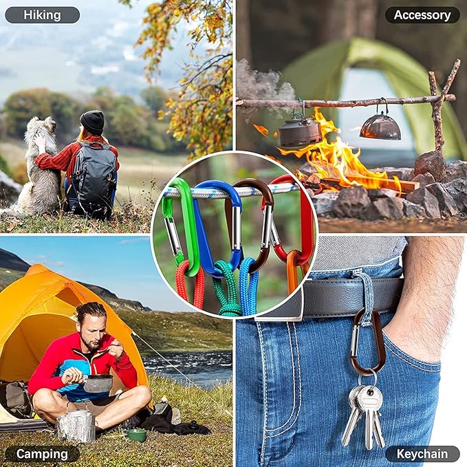 sprookber 3" Carabiner Clip Keychain, D Ring Caribeaner Clip, Key Clip - Image 6