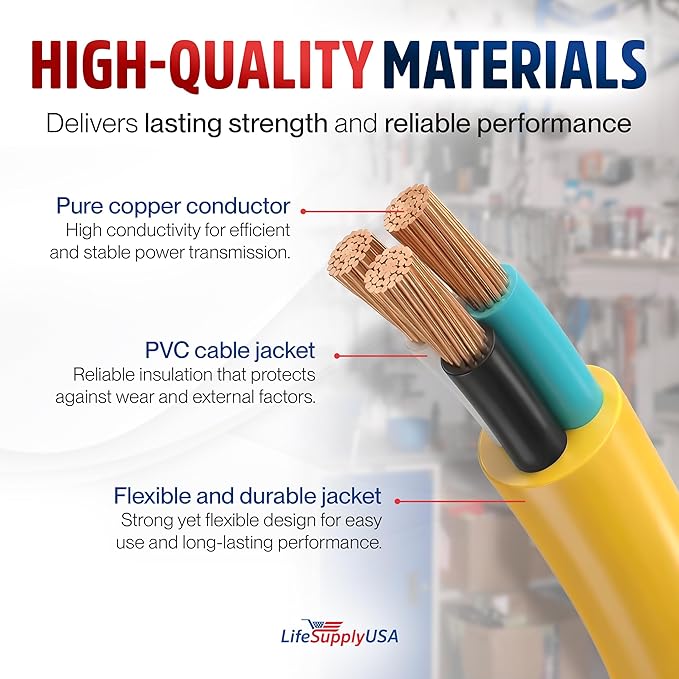 100ft Outdoor/Indoor Extension Cord 16/3 Gauge Heavy Duty 3 Prong SJTW - Image 4
