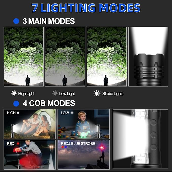 Rechargeable Flashlights High Lumens, 7Mode LED Flashlight Rechargeable - Image 3