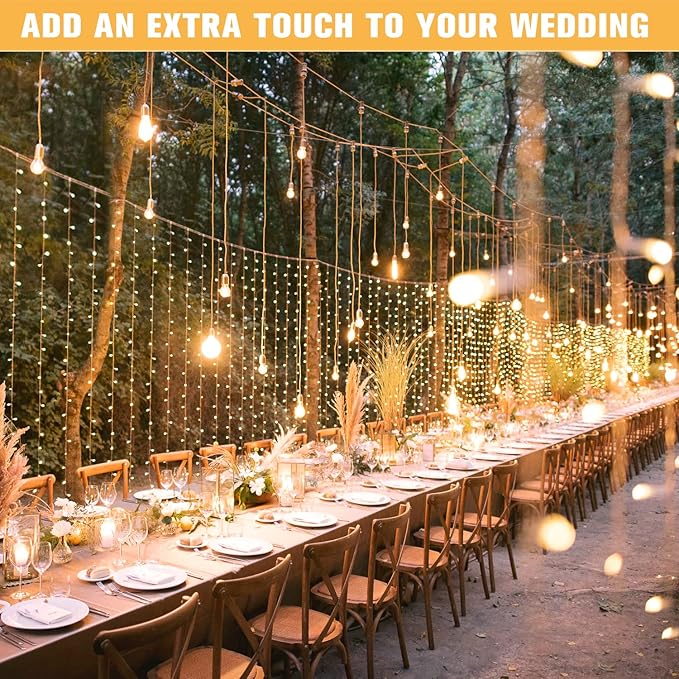 JMEXSUSS 600 LED Curtain Lights Outdoor, 9.5ft x 19.6ft Window Hanging Lights - Image 5
