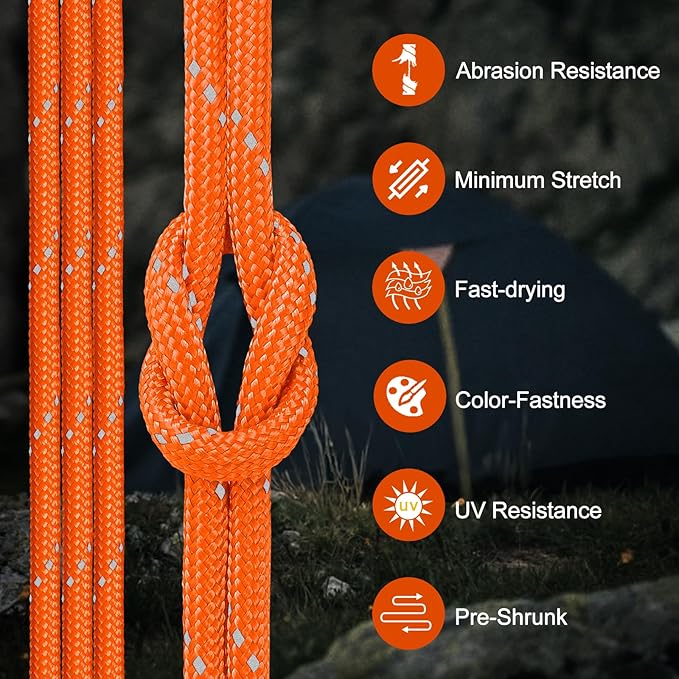 Paracord Reflective Rope 850Ib, 50/100/200/500/1000ft 4MM 11 Strand Strong - Image 4