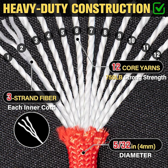 Paracord Rope 750 lb - 100ft 5/32" Parachute Cord 4MM 12-Strand para Cord - - Image 3