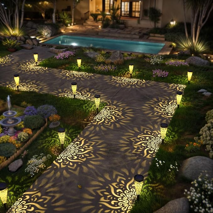 gardencave 6 Pack Solar Lights Outdoor Garden Decorative Mandala Solar Garden - Image 6