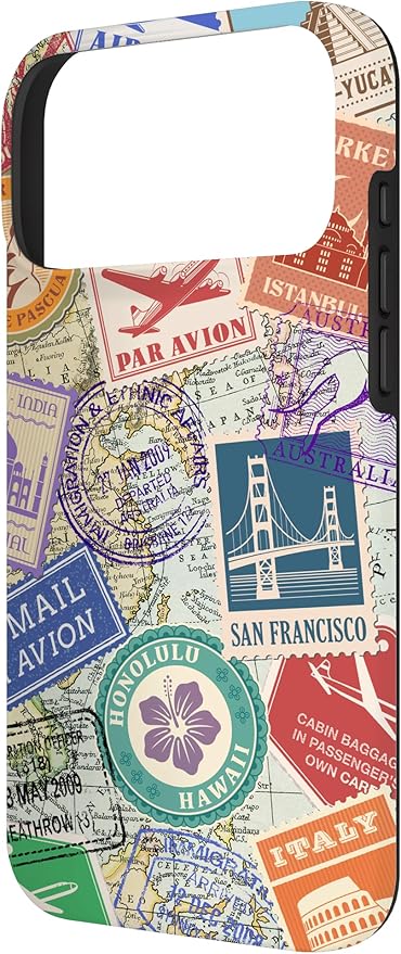 World Map Travel Passport Stamps Postage Stamp Case - Image 2