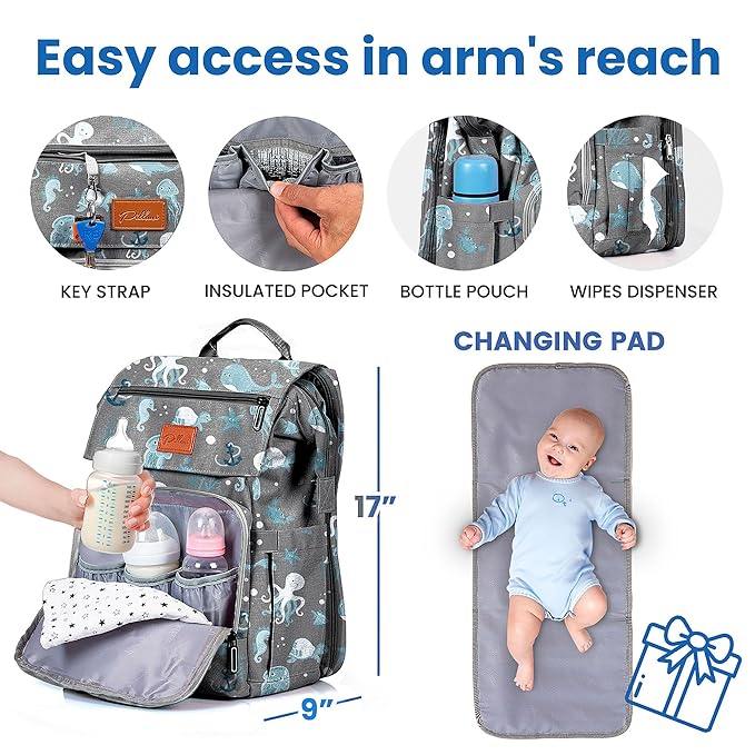 PILLANI Baby Diaper Bag Backpack - Image 3