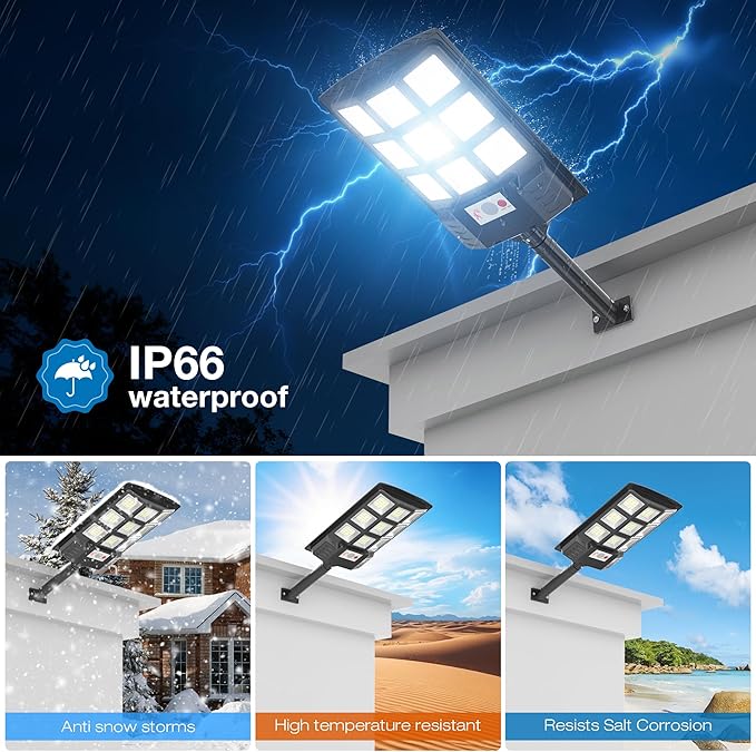 Solar Street Lights Outdoor Waterproof, 6500K LED Dusk to Dawn Solar Light - Image 5