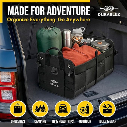 2-Section Trunk Organizer Foldable Car Storage Bin – Compact Dual-Compartment - Image 2